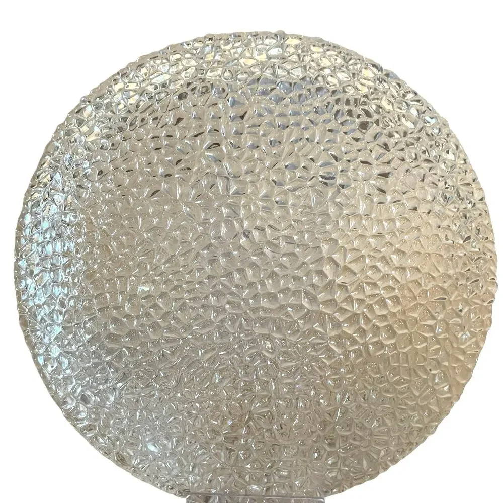 Akcam Turkish Glass 8in Appetizer | Dessert Plate Set of 4 Clear Frosted NEW